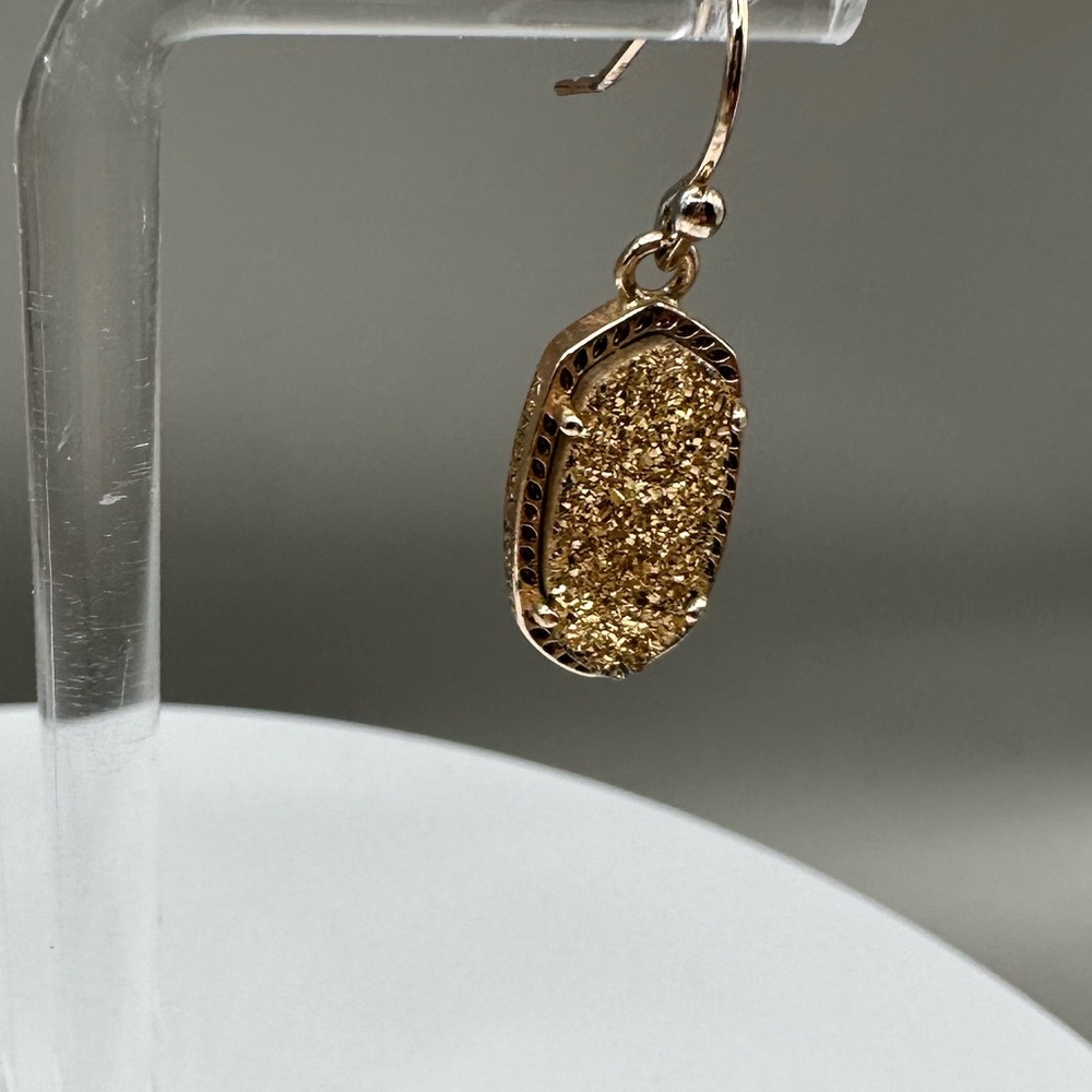 KENDRA SCOTT βοΈ Lee Rose Gold Drop Earrings in Rose Gold Drusy, EUC - Picture 5 of 7